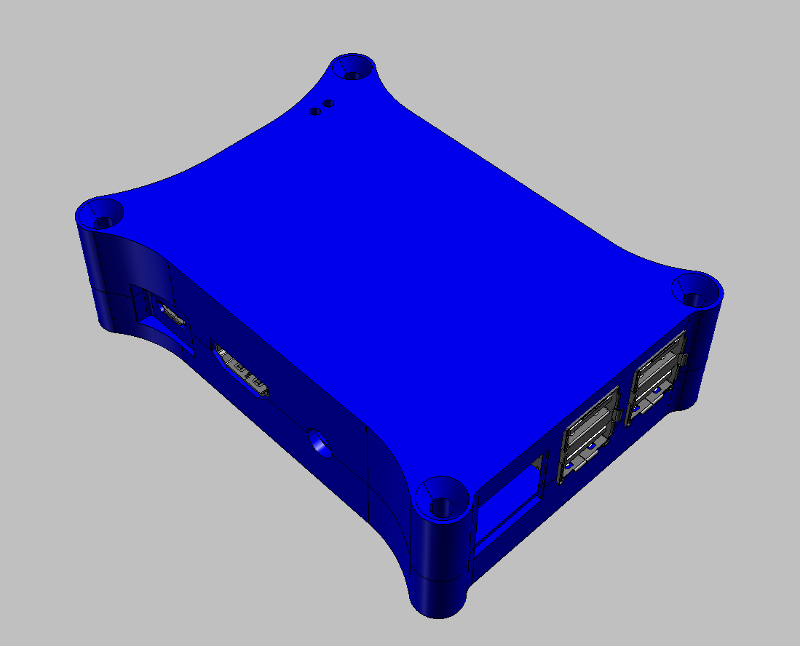 Raspberry Pi B+ Case CAD RenderingTop