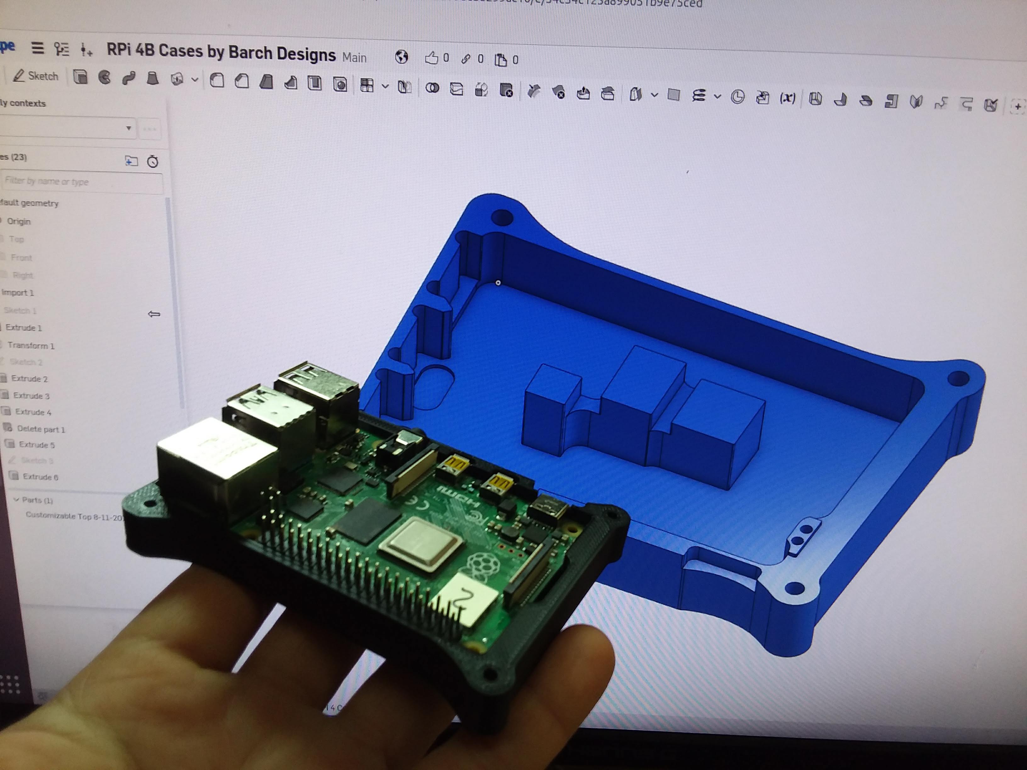 Raspberry Pi 4 Customizable Case working CAD Prototype