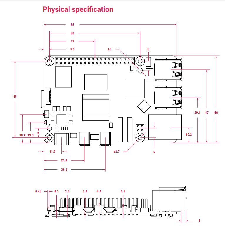 Raspberry Pi 5 dimensions